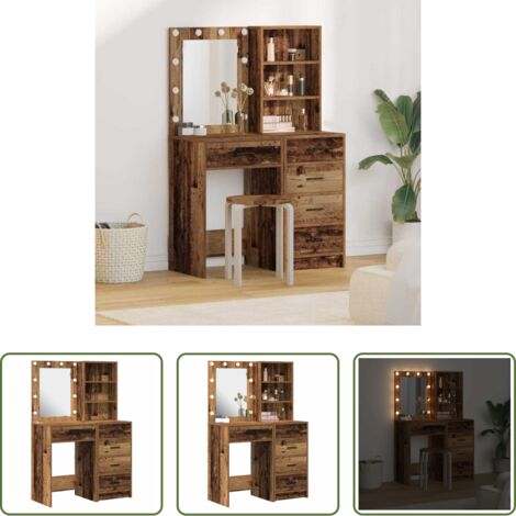 vidaXL Tavolo da trucco moderno -  Tavolo da Trucco con cassetto 2 pcs Marrone 50 x 41 x 135 cm