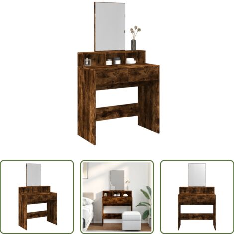vidaXL Tavolo da trucco -  Toeletta con Specchio Rovere Fumo 80x41x144,5 cm