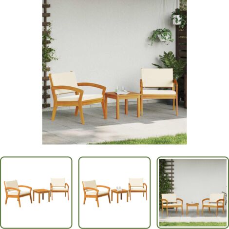 vidaXL Tavolo esterno -  Set bistrot con cuscino 3 pcs Marrone Poliestere
