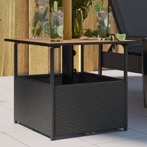 vidaXL Tavolo Giardino Foro Ombrellone Nero 55x55x46,5 cm Polyrattan