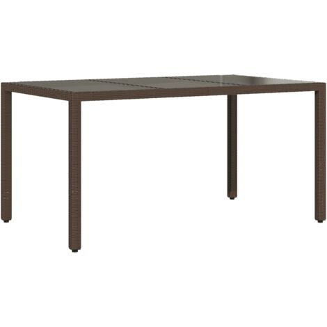 vidaXL Tavolo Giardino Piano in Vetro Marrone 150x90x75 cm Polyrattan