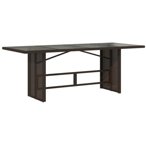 vidaXL Tavolo Giardino Piano in Vetro Marrone 190x80x75cm Polyrattan