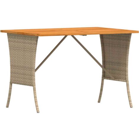 vidaXL Tavolo Giardino Piano Legno Acacia Beige 105x75x72cm Polyrattan