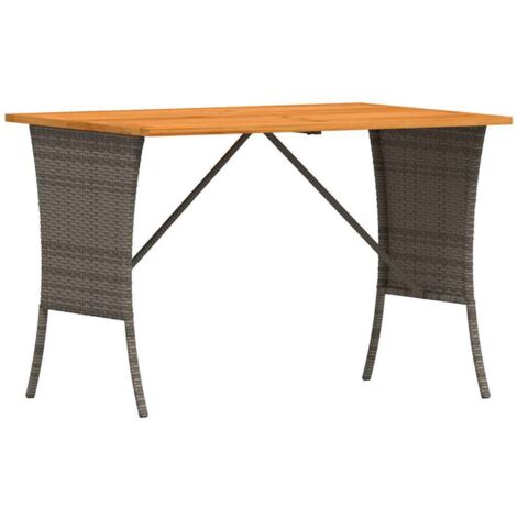 vidaXL Tavolo Giardino Piano Legno Acacia Grigio 105x75x72 Polyrattan