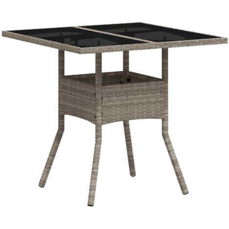 vidaXL Tavolo Giardino Piano Vetro Grigio Chiaro 80x80x75cm Polyrattan