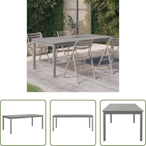 vidaXL Tavolo in acacia -  Tavolo da Giardino Grigio 200x100x75cm Legno Massello di Acacia