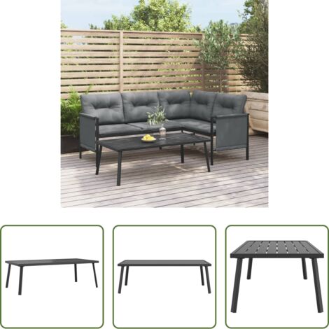 vidaXL Tavolo in acciaio -  Tavolino da Giardino Antracite 110x55x35 cm Acciaio