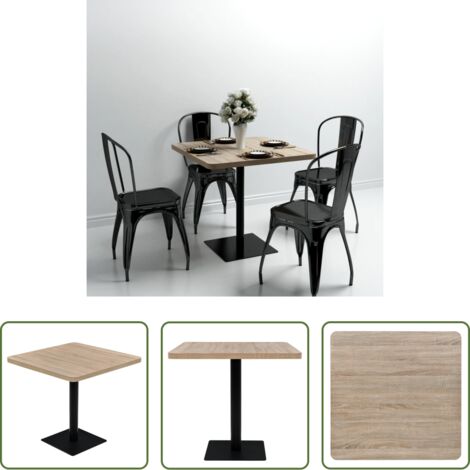 vidaXL Tavolo in Acciaio -  Tavolo Bistrot MDF e Acciaio Quadrato 80x80x75 cm Color Rovere