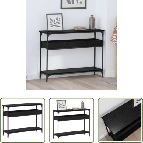 vidaXL Tavolo in acciaio -  Tavolo consolle Rovere nero 100 x 29 x 75 cm Legno multistrato
