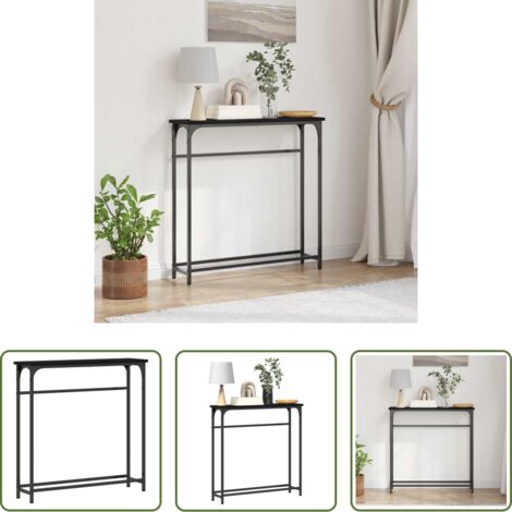 vidaXL Tavolo in acciaio -  Tavolo consolle Rovere Nero 75 x 19,5 x 75 cm Legno multistrato