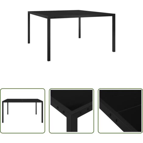 vidaXL Tavolo in acciaio -  Tavolo da Giardino 130x130x72 cm Nero in Acciaio e Vetro