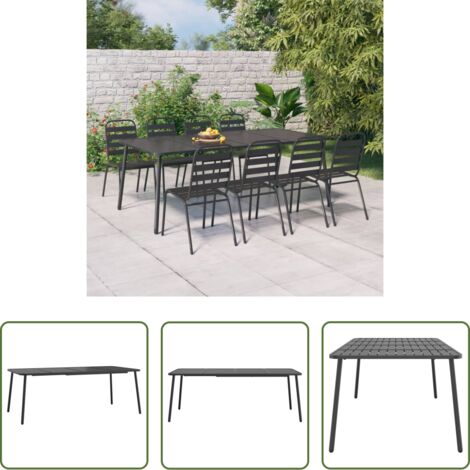 vidaXL Tavolo in acciaio -  Tavolo da Giardino Antracite 200x100x71 cm Acciaio