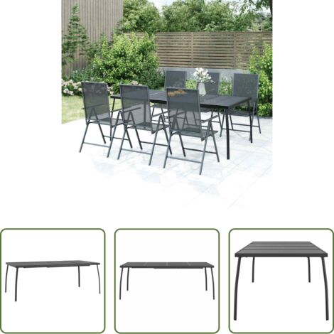 vidaXL Tavolo in acciaio -  Tavolo da Giardino Antracite 200x100x72 cm Rete d'Acciaio