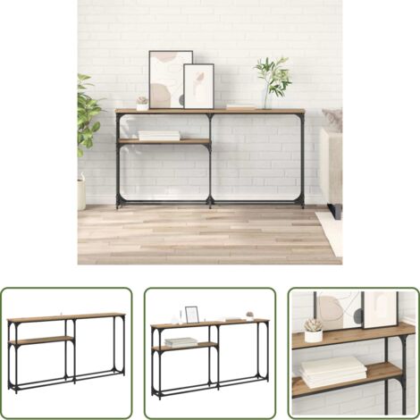 vidaXL Tavolo in acciaio -  TavoloConsolle Rovere artigianale 145 x 22,5 x 75 cm