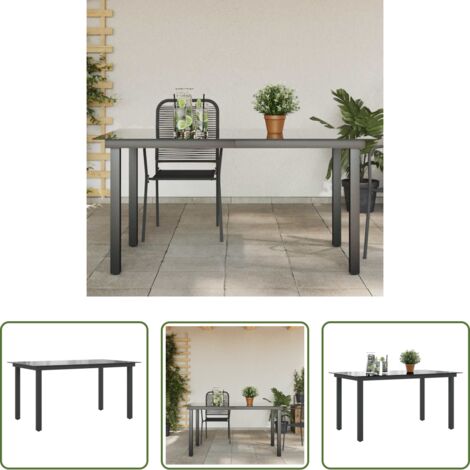 vidaXL Tavolo in alluminio -  Tavolo da Giardino Nero 150x90x74 cm in Alluminio e Vetro