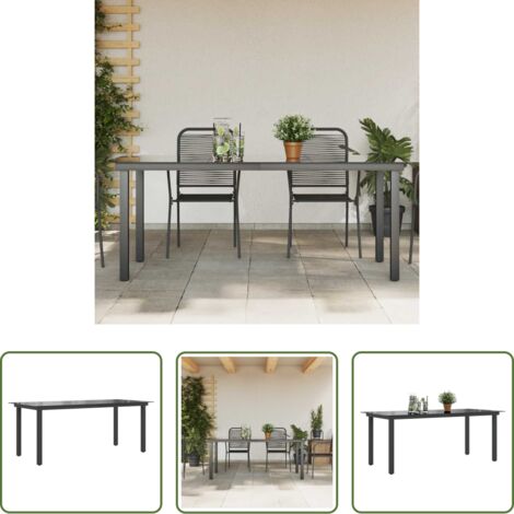 vidaXL Tavolo in alluminio -  Tavolo da Giardino Nero 190x90x74 cm in Alluminio e Vetro