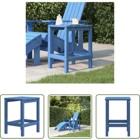 vidaXL Tavolo in HDPE -  Tavolo da Giardino Adirondack Blu Acqua 38x38x46 cm HDPE