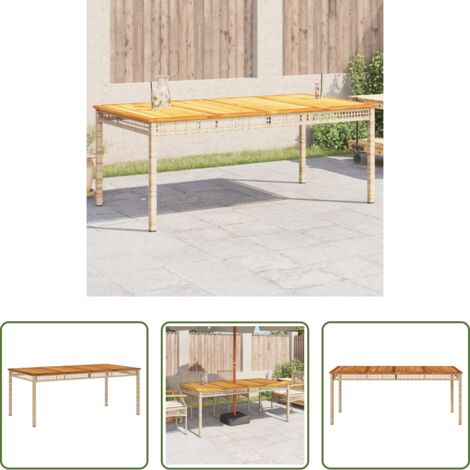 vidaXL Tavolo in legno acacia -  Tavolo da Giardino Beige 180x90x75 cm Polyrattan e Legno Acacia