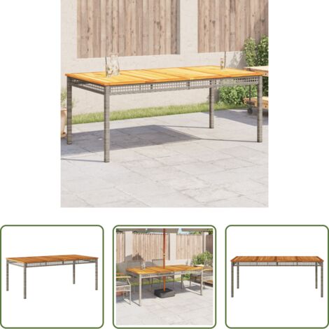 vidaXL Tavolo in legno acacia -  Tavolo da Giardino Grigio 180x90x75cm Polyrattan e Legno Acacia
