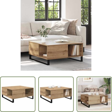 vidaXL Tavolo in legno artigianale -  Tavolino da salotto Rovere artigianale 80 x 80 x 36,5 cm
