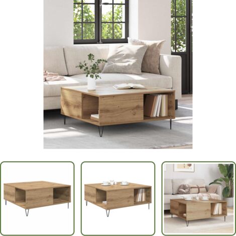vidaXL Tavolo in legno artigianale -  Tavolino da salotto Rovere artigianale 80 x 80 x 36,5 cm