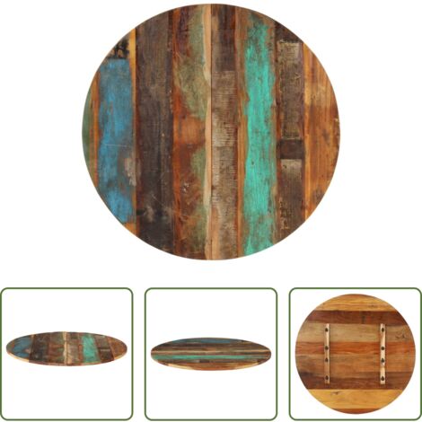 vidaXL Tavolo in legno di recupero -  Piano Tavolo Rotondo 80 cm 15-16 mm in Legno di Recupero