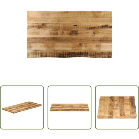 vidaXL Tavolo in legno massello -  Piano Tavolo Bordi Vivi 100x60x2,5 cm Legno di Mango Grezzo