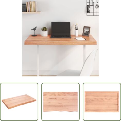 vidaXL Tavolo in legno massello -  Piano Tavolo Marrone 100x60x(2-6) cm Massello Rovere Trattato
