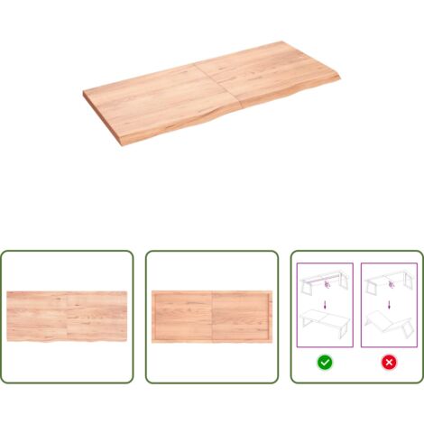 vidaXL Tavolo in legno massello - Piano Tavolo Marrone 140x60x(2-4) cm Rovere Massello Trattato