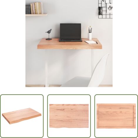 vidaXL Tavolo in legno massello -  Piano Tavolo Marrone 80x50x(2-6) cm Massello Rovere Trattato