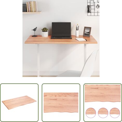 vidaXL Tavolo in legno massello -  Piano Tavolo Marrone Chiaro 100x60x2cm Rovere Massello Trattato