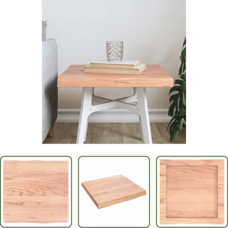vidaXL Tavolo in legno massello -  Piano Tavolo Marrone Chiaro 40x40x(2-4) cm Rovere Non Trattato
