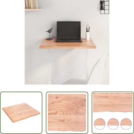vidaXL Tavolo in legno massello -  Piano Tavolo Marrone Chiaro 60x60x2cm Rovere Massello Trattato