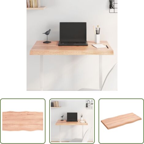 vidaXL Tavolo in legno massello -  Piano Tavolo Marrone Chiaro 80x40x(2-4) cm Rovere Non Trattato