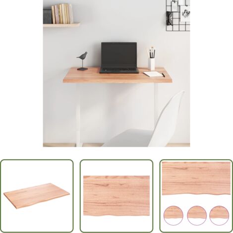 vidaXL Tavolo in legno massello -  Piano Tavolo Marrone Chiaro 80x50x2cm Rovere Massello Trattato