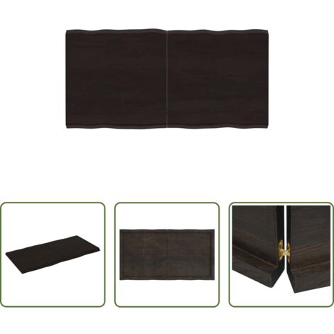 vidaXL Tavolo in legno massello -  Piano Tavolo Marrone Scuro 120x60x(2-4)cm Rovere Non Trattato