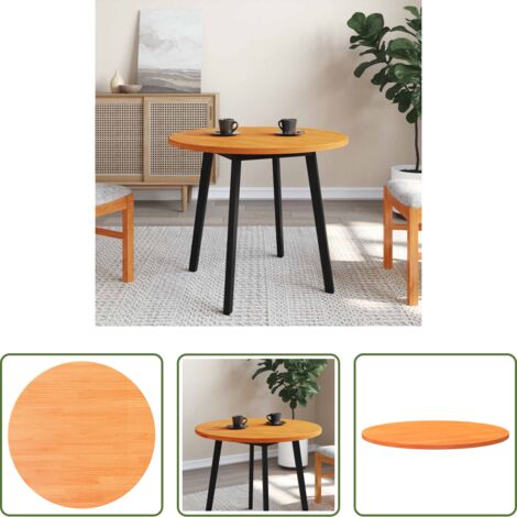 vidaXL Tavolo in legno massello -  Piano Tavolo Rotondo Marrone Cera Ø80x2,5cm Legno Massello Pino