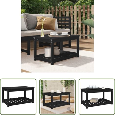 vidaXL Tavolo in legno massello -  Tavolo da Giardino Nero 82,5x50,5x45 cm Legno Massello Pino