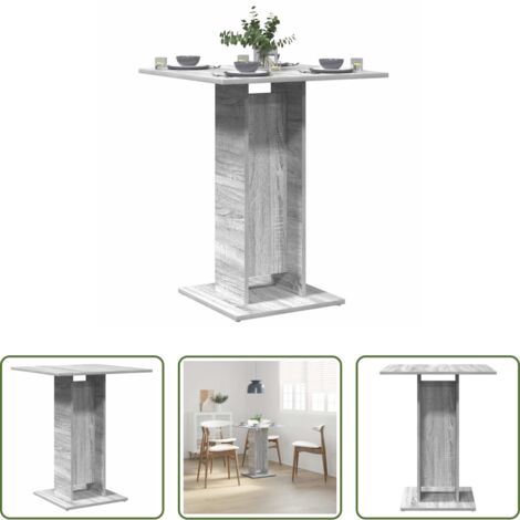 vidaXL Tavolo in legno multistrato -  Tavolo da Bistrot Grigio Sonoma 60x60x75 cm Legno Multistrato