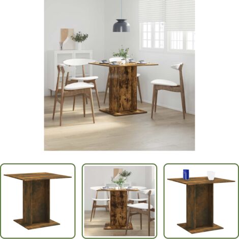 vidaXL Tavolo in legno multistrato -  Tavolo da Pranzo rovere fumo 80x80x75 cm Legno Multistrato