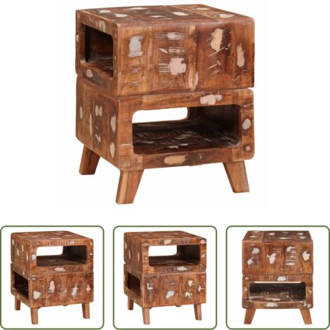 vidaXL Tavolo in legno recuperato -  Tavolino Marrone 40 x 40 x 49 cm Legno Recuperato Massello