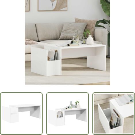 vidaXL Tavolo in legno -  Tavolino da salotto Bianco 90 x 45 x 35 cm Legno multistrato