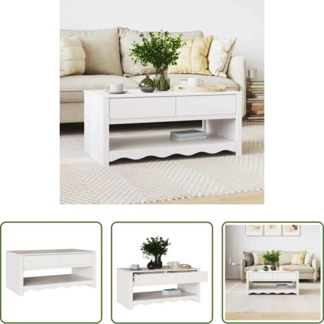 vidaXL Tavolo in legno -  Tavolino da salotto con cassetto Drammen Bianco 99 x 55 x 45 cm
