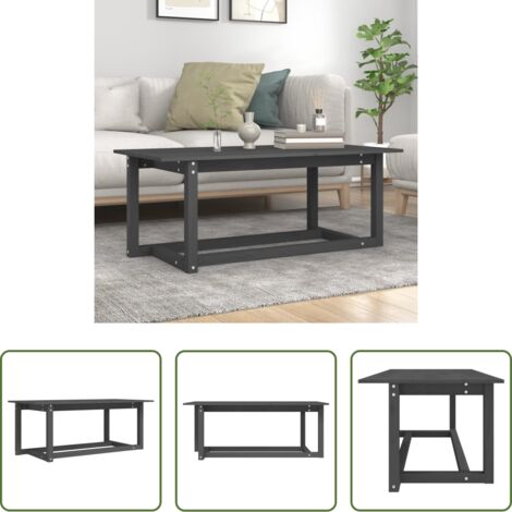 vidaXL Tavolo in legno -  Tavolino da Salotto Grigio 110x55x45 cm Legno Massello di Pino