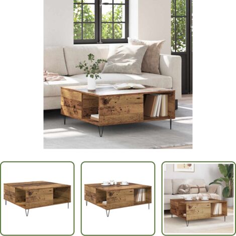 vidaXL Tavolo in legno -  Tavolino da salotto Legno vecchio 80 x 80 x 36,5 cm