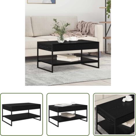 vidaXL Tavolo in legno -  Tavolino da salotto Rovere Nero 80 x 50 x 40 cm