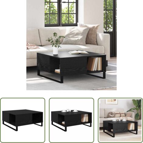 vidaXL Tavolo in legno -  Tavolino da salotto Rovere Nero 80 x 80 x 36,5 cm