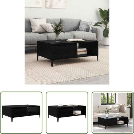 vidaXL Tavolo in legno -  Tavolino da salotto Rovere nero 90 x 60 x 35 cm