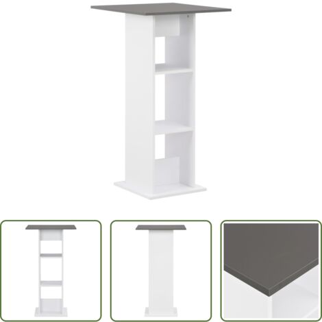 vidaXL Tavolo in legno -  Tavolo da Bar Bianco e Grigio Antracite 60x60x110 cm