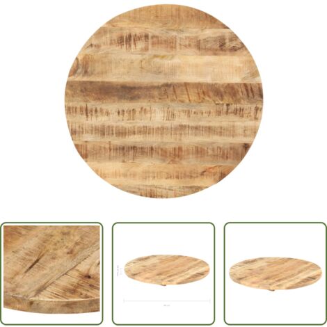 vidaXL Tavolo in legno tropicale -  Piano Tavolo in Legno Massello di Mango Rotondo 25-27 mm 40 cm